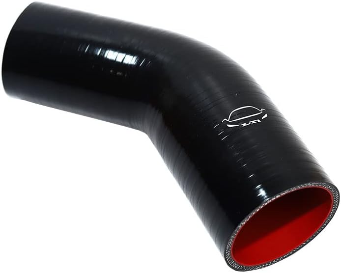 Mangueira de silicone redutora angular 45° TenKeAuto para turbo e intercooler – 6,35 a 6,99 cm, preta, 1 unidade
