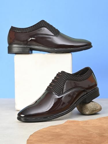 Image of STANPHORD Mens Lustrewalk Formal Lace-Up Shoes - Glossy Formal, Stylish Wedding & Office Dress Shoes for Men