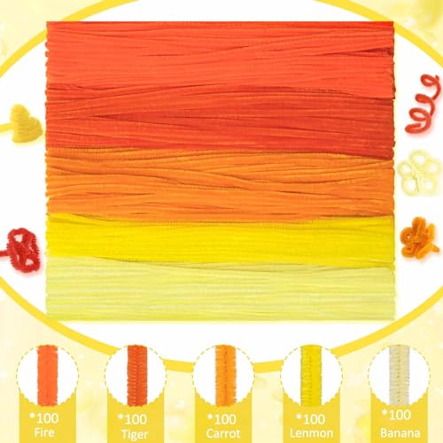 Image of Peryiter 500 Pcs Pipe Cleaners for DIY Flower Bouquets, Chenille Stems for Graduation Bouquet Crafts, Fuzzy Sticks for Handmade Flowers, DIY Gift, Art Projects(Orange,12 Inch)
