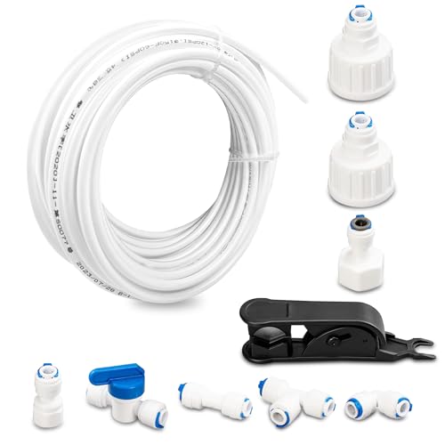 Avesteir Matériau POM Tuyau Frigo Alimentation en eau, Kit de Universel Raccord pour Purificateur d'eau, Set de Raccordement pour Réfrigérateur Conduite...