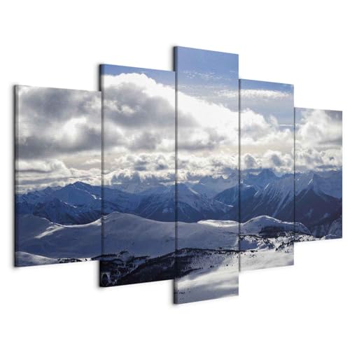 B&D XXL - Quadro 150x75 cm 5 Pezzi - Stampa su Tela Strutturata XXL Grande - Quadri Moderni Componibili Camera da Letto Matrimoniale - Stampe da Parete Arte - nature paesaggio montagna c-B-0082-b-m