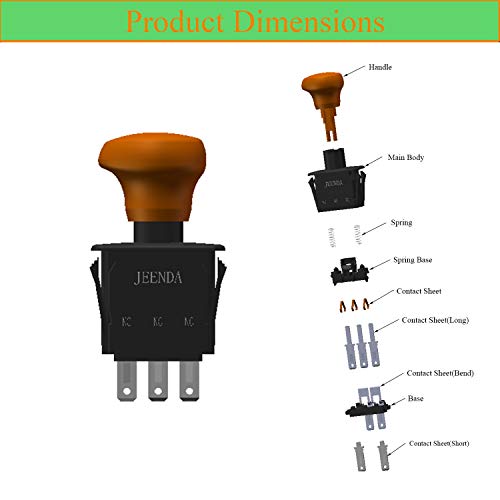 JEENDA Blade Clutch PTO Switch 7 Terminals Compatible with Cub Cadet MTD 725-3233A 725-3233 925-3233A 925-3233 Delta 6201-308 6204-308 Fits RTZ XT2 ZT1 ZTR Zero 1515 1517 1525 1527