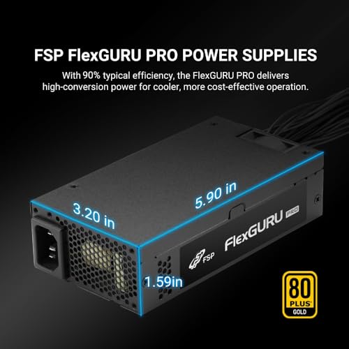 Image of FSP FlexGURU Pro Power Supply, Flex ATX 500W, 80 Plus Gold Certified PSU, Non-Modular, with Universal fix Bracket, Perfect for SFF PC, 1U IPC, and NAS Systems, etc. 5 Year Warranty(FSP500-50FDP)
