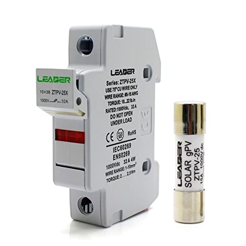 Porte-fusible solaire PV 1000V avec voyant LED et 10 fusibles 25A pour panneau