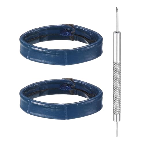 sourcing map 2 trabillas de cuero para correa de reloj de 22 mm, soporte de correa de reloj, retenedor de correa de reloj, anillos de cierre de correa de reloj, color azul oscuro, 22mm, Cuero, No es