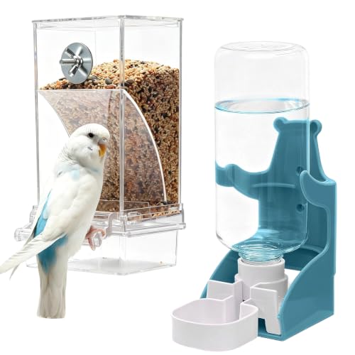 Juego de comedero para pájaros y dispensador de agua automático