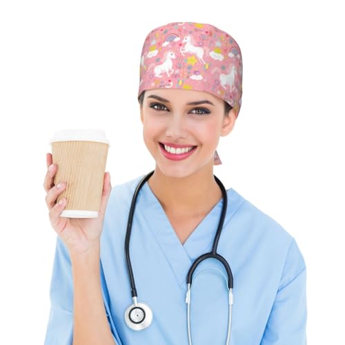 Image of Working Cap Scrub Cap with Sweatband Adjustable Unisex Tie Back Hat for Cleaning Farm Nursing