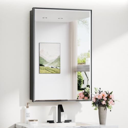 Image of TokeShimi 24x36 in Bathroom Medicine Cabinet with Mirror, Adjustable Shelves