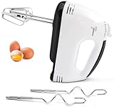 Electric Hand mixer - 7 Adjustable Speed 180W Handheld Mixer Electric Whisk with 5 Stainless Steel Accessories, Turbo Boost/Self-Control Speed + Eject Button Food Beater for Cakes Eggs, Off-white