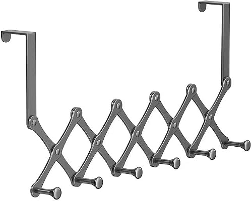 Over-the-Door Retractable Metal Hook Rack, Punch-Free