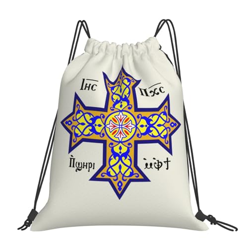 Rqwaaed Coptic Orthodox Cross Versatile Drawstring Gym Bag Perfect Workouts Daily Essentials