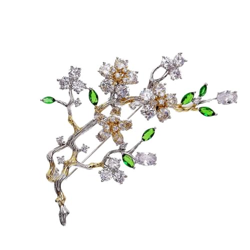 Broche veste costume LNNSHX ethnique pour masquer les imperfections avec une fleur en zircone