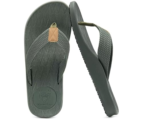 Image of KuaiLu Mens Flip Flops Arch Support Comfortable Summer Beach Thong Sandals Yoga Foam Cushion Slip on Slippers