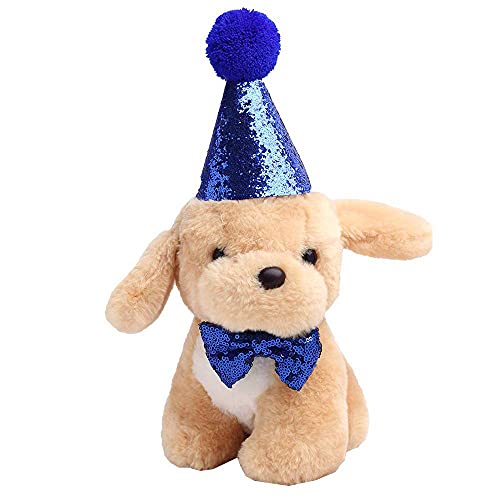 Cute Small Dog Cat Birthday Party Cone Hat Crown And Bow Tie Collar Set With And Pom-Pom Topper For Pets Cat Kitten Cosplay Costume Accessory Charms Grooming Headwear Hair Accessories #TOP5