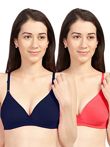 Image of SONARI Omania Womens Non-Padded Cotton Polyester Bras - Solid, Non-Wired, Medium Coverage, Hand Washable (Pack of 2)