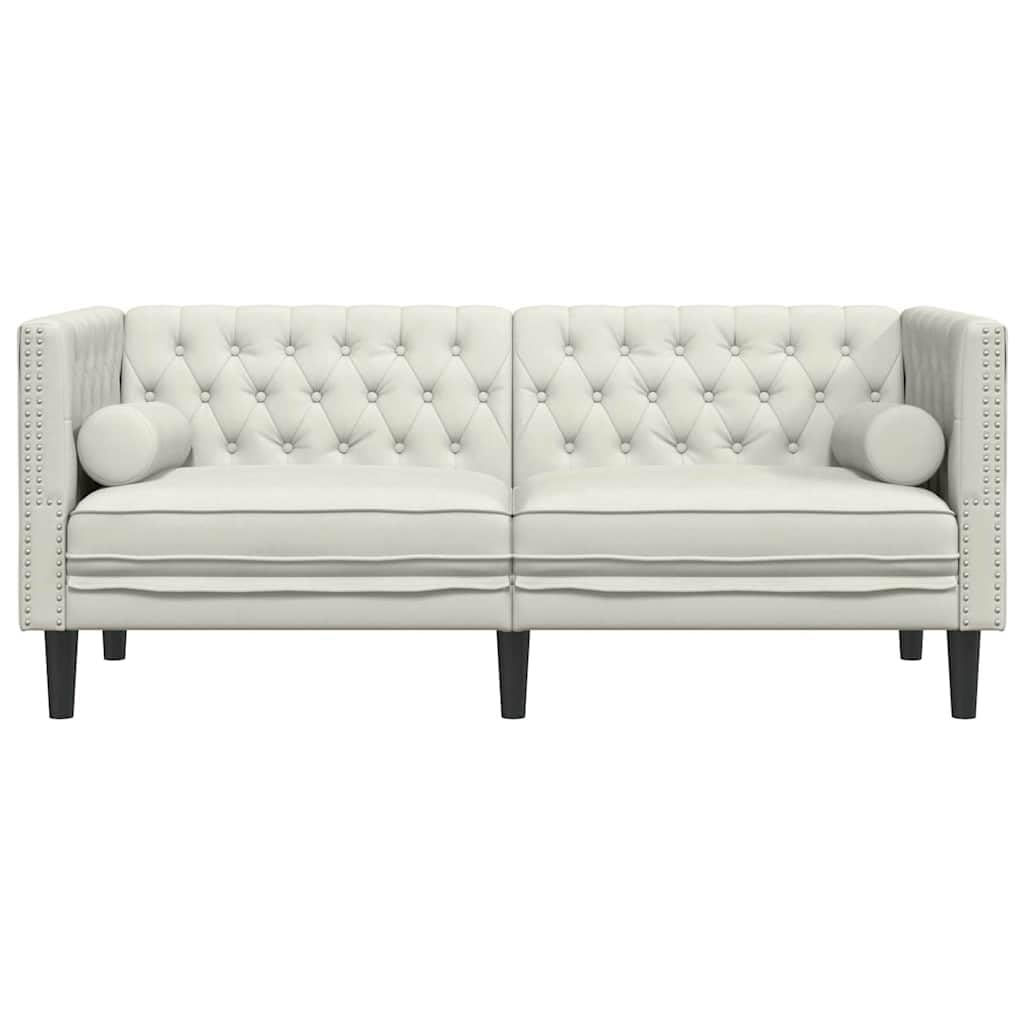 Canapé Chesterfield Avec Traversins 2 Places Gris Foncé Velours