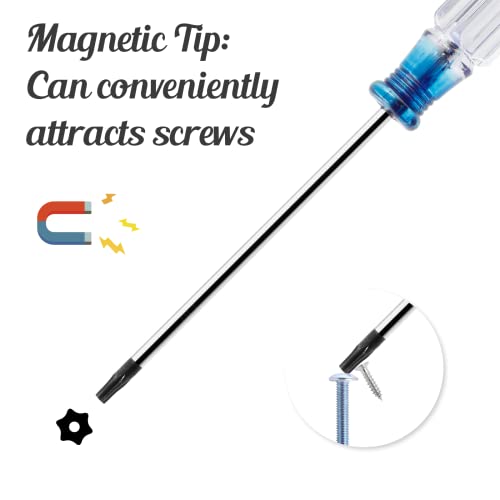 Kyuionty 4 Pcs Magnetic Torx Screwdriver Set, T5 T6 T8 T10 Star Screwdrivers Screws Driver Tool For Toy Repair & Battery Replacement #TOP4