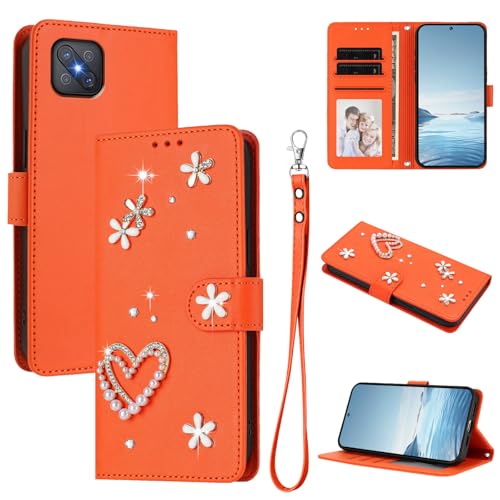 Jiajihua Funda Compatible con OPPO A92S 5G Lanyard【Tarjetero Cartera Cubierta abatible Hebilla magnética Soporte】 Orange