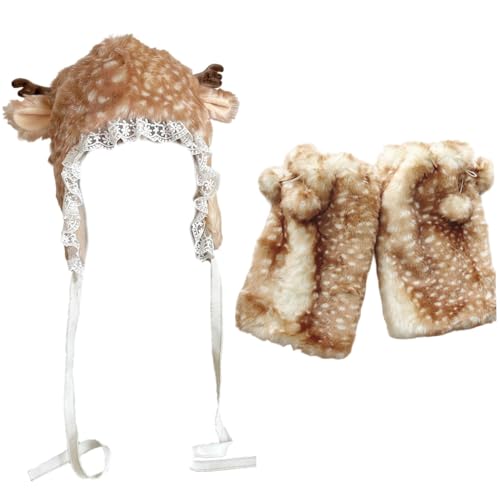 Chapeau cerf en fourrure et jambières pour rester au chaud avec style en fête