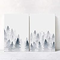 2 Panel Canvas Wall Art Pine Tree in The Mist Canvas Prints Home Artwork Decoration for Living Room,Bedroom - 16