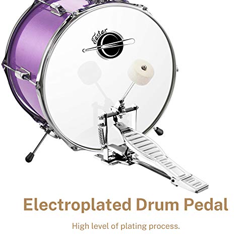 Eastar Drum Set 14 Inch For Beginners,3 Piece Junior Drum Kit With Bass Tom Snare Drum,Adjustable Throne, Cymbal, Pedal & Two Pairs Of Drumsticks, Metallic Purple #TOP3