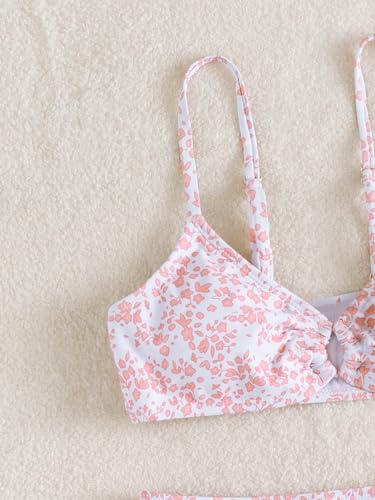 Image of QJQ Girl's 2 Piece Swimsuits Disty Floral Ring Linked Bathing Suit Cute Bikini Sets
