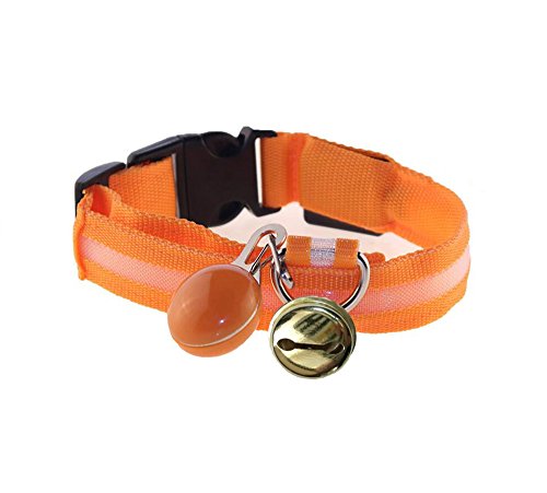 LED Dog Collar- USB Rechargeable &Adjustable -Waterproof Dog Collar LED Light Included(Free Bell))