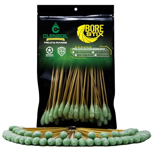 Clenzoil Field & Range Bore Stix - No-Mess Gun Bore Cleaning Kit - Caliber-Specific Gun Cleaning - Pre-Saturated Gun Cleaning Cotton Swabs - for 40 Cal / 10 mm Pistols - 30 Stix