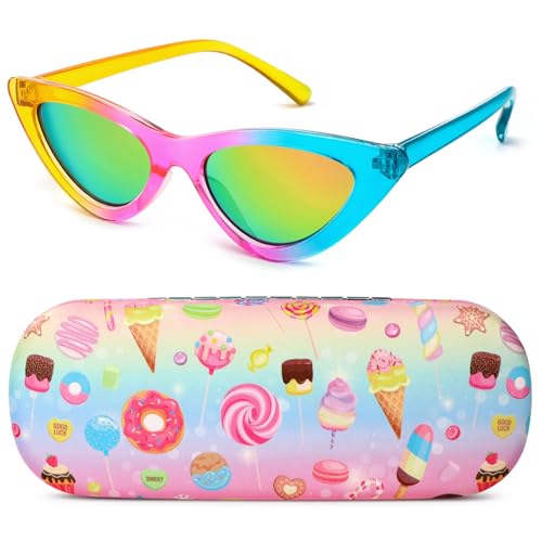 Image of Kids Sunglasses for Girls with Eyeglasses Case for Party Beach Dress Up Glasses
