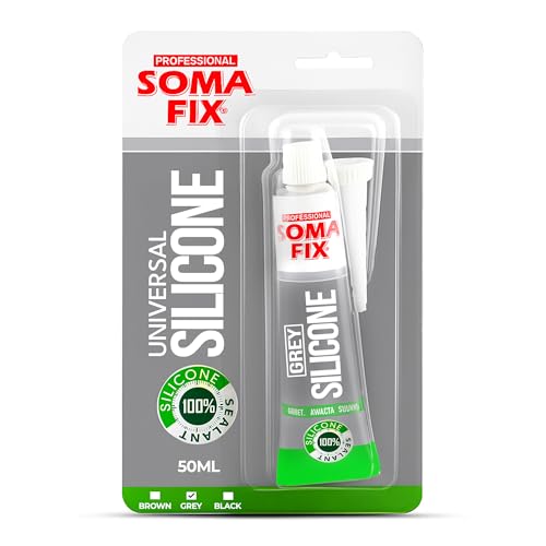 Grey Silicone Sealant - Flexible Silicone Tube for Wood Parquet Bathroom Sink Windows - Multi-Purpose Waterproof (Grey 50ml)