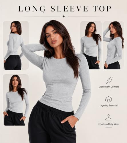 4 Pack Underscrub Long Sleeve Women, Scrub Undershirt Crew Neck Basic Tops - image 7