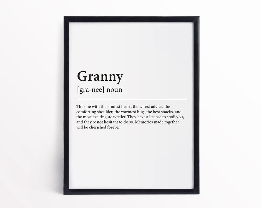 Unicorn Posters Women's Multicolour Granny Definition Print Framed Granny Definition Granny Wall Art Poster A4 - Wall Art Home Decor Movie Poster Canvas Film Cinema Retro Vintage Cult Classic Nostargic Saga Modern Reprint We Print Any