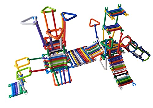 Image of DIY Colorful Educational Smart City Assembly Sticks | Colorful Educational Building Smart City Blocks with Wheels | 200 Sticks Blocks for Kids with Different Themes