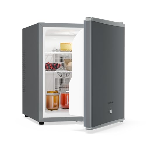 KLARSTEIN Mini Réfrigérateur - 44L, avec porte en verre, pour boissons & snacks, Petit & Silencieux, Clayettes réglables, Serrure, Butée de porte interchangeable, Pieds réglables en hauteur