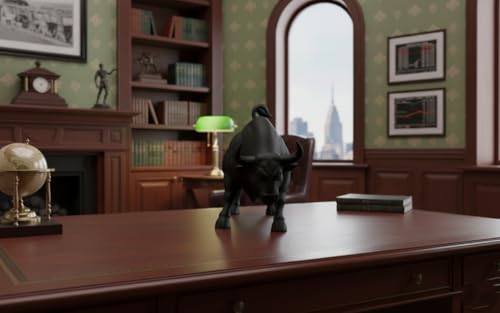 Image of Stock Market Bull Statue Showpiece for Office Desk, Bull Figurine, Share Market Decor, Gift for Traders Investors, Wealth Symbol(Black)