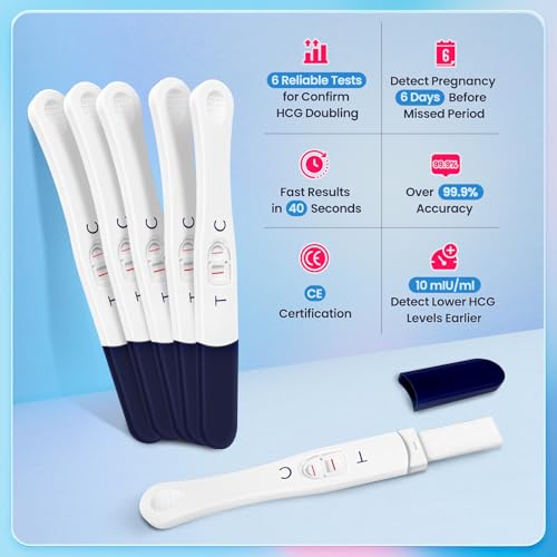 Accufast Pregnancy Test x 6 10mIU/ml - Early Detection Pregnancy Test 6 Days Before Missed Period | Fast Respond Ultra Sensitive HCG Urine Test for Home Use | 99.9% Accuracy, CE Certified - Image 2
