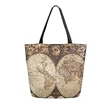 ALAZA World Map Artwork Grocery Reusable Tote Bag Women Large Casual Handbag Shoulder Bags for...