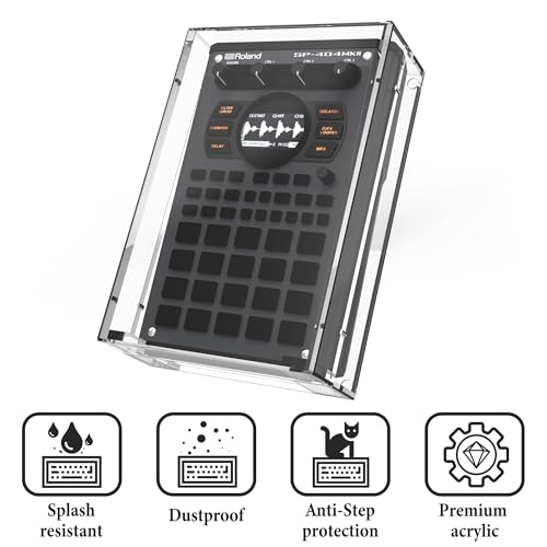 Image of Geekria Audio Sampler Acrylic Protective Case /Dust cover, Compatible with Roland SP-404MKII, Magnetic Opening and Closing Design (transparent)