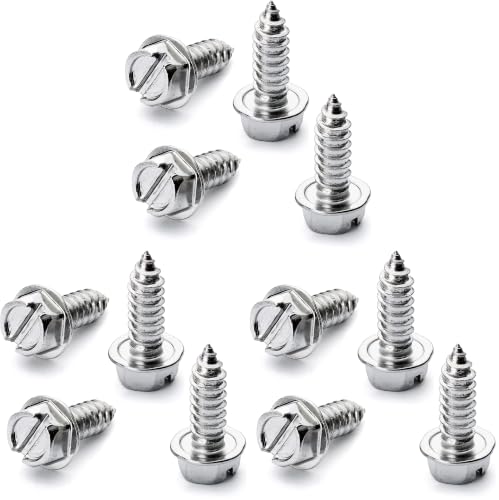 Image of OttoSpeed Rustproof License Plate Screws (12-Pack, Chrome-Slotted)