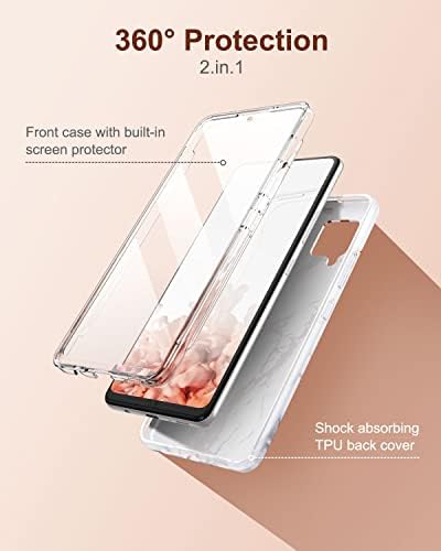 SURITCH for Samsung Galaxy A42 5G Case, Built-in Screen Protector 360 Full Body Protection Shockproof Rugged TPU Bumper Protective Case Cover for Samsung Galaxy A42 5G - Marble