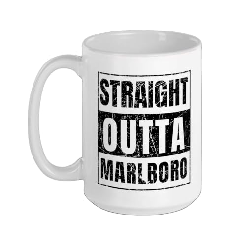 Straight Outta Marlboro New Jersey Ceramic Mug, White, 15oz