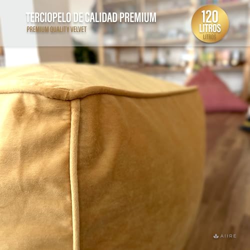 Miniatura 7 de Aiire Puff Reposapies De Terciopelo Persa - 50x50x35 Puf Cuadrado Moderno Para Sillon - Taburete Reposa Pies Xxl Para Sofa Salon - Decoracion Habitación Adolescente O Bean Bag Chair Amarillo