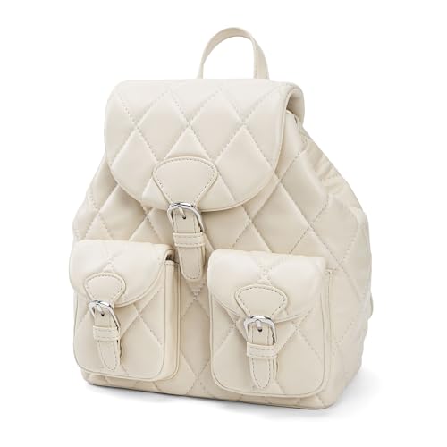 Goinsound Pequena mochila feminina de couro, mini conversível, mochila de designer de viagem, bolsa de ombro moderna, Branco