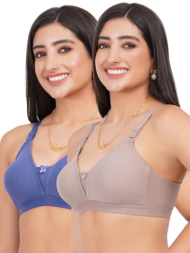 Image of Non Padded in B, C and D Cup Bra - Made of Pure Cotton Full Coverage Over Size Non Wired Pushup Soft Cup for T-Shirt Saree Dress Sports Garment for Daily Use Everyday