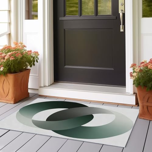 Alfombra Larga Pasillo 60x180 cm Antideslizante Lavables en Lavadora Carpet Cocina Comedor Habitacion Tapetes Anillos Dobles degradados Modernos Pelo Corto Tapete Verde Salvia
