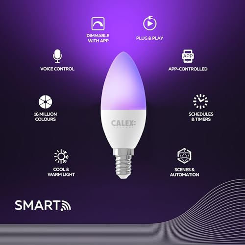 CALEX - Smart LED Bulb E14, 5-Pack, WiFi LED Candle Bulb, RGB, App and Works with Amazon Alexa and Google Home, 5W - Image 3