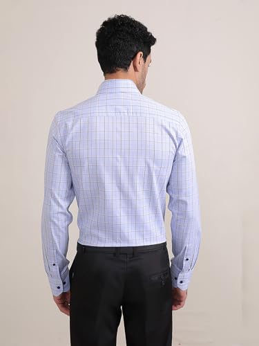 Image of LOUIS STITCH Men's Checkered Regular Fit Shirt (LS-ST-DU140-S1-BUCF-38-900 DU140 Blue