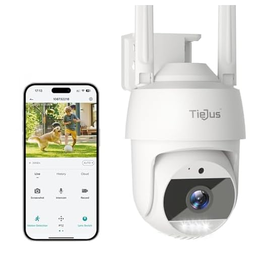 TIEJUS Security Camera Outdoor, 2K Outdoor Security Cameras with 360° PTZ, 2.4G WiFi Wired Home Surveillance Camera, 24/7, 3MP Color Night Vision/Spotlight/2 Way Talk/Work with Alexa/Auto Tracking