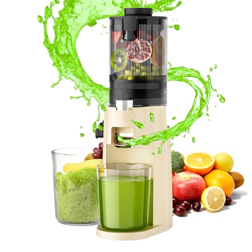 Extractor de Zumos y Verduras con 2 Tazas, Apertura de 108MM Licuadora Prensado en Frio con Función Inversa para Frutas Enteras 150W Slow Juicer Machine Montaje y Limpieza Rápidos,Sin BPA Extractor de Zumos y Verduras con 2 Tazas, Apertura de 108MM Licuadora Prensado en Frio con Función Inversa para Frutas Enteras 150W Slow Juicer Machine Montaje y Limpieza Rápidos,Sin BPA
