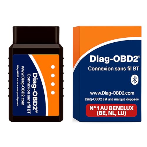 Diag-OBD2 Bluetooth – Valise Diagnostic Auto OBD2 Multi-Marque | Lit & Efface Codes Erreurs Moteur | Compatible Android, iOS & Windows | Support Technique...